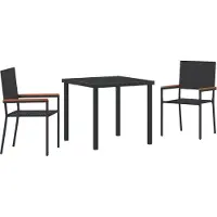 vidaXL Möbel 3-teiliges Garten Essset Schwarz Poly Rattan - Gartenstühle 3379702