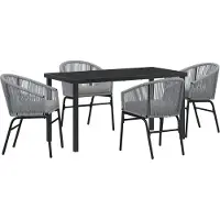 vidaXL Möbel 5-teiliges Garten-Essgruppe Grau Poly-Rattan - Gartenstühle 3379361