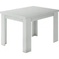 Dmora Ausziehbarer Esstisch Dlirol, Hilfsküchenkonsole, ausziehbarer Tisch, 100 % Italy, cm 90x90h75, Lärche glänzend weiß