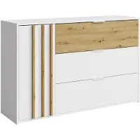 Vente-unique Kommode mit 3 Schubladen und 1 Schrank - Natur und weiß - TUNALO