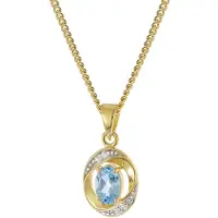 Trendor 21189 Gold Anhänger 333/8K mit Blautopas an vergoldeter Silberkette