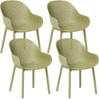 Beliani Gartenstühle 4er Set Olivgrün aus Kunststoff Wetterfest Indoor Outdoor mit Armlehnen Esszimmerstühle Plastikstühle Küchenstühle