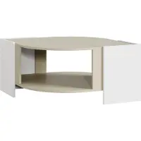 En.casa Couchtisch 'Klipsari' Wohnzimmertisch 75 x 75 x 40 cm mit Stauraum Weiß/Sandfarben