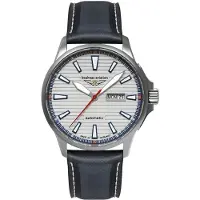 Bauhaus 2862-1 Herrenuhr Aviation Iron Annie Automatik Titan/Leder Blau