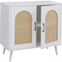 Mendler Kommode MCW-P51, Schrank mit Türen Anrichte Staufächer, Poly-Rattan MDF Melamin 79x80x40cm weiß