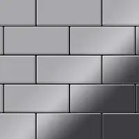 ALLOY Mosaik Fliese Massiv Metall Edelstahl Marine Hochglanz Grau 1,6mm Subway-s-s-mm 1 Paket mit 50 Matten 0,58 m2 Grau