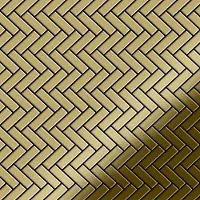 ALLOY Mosaik Fliese Massiv Metall Titan Hochglanz Gold 1,6mm Herringbone-ti-gm 1 Paket mit 10 Matten 0,85 m2 Gold