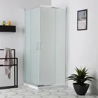 KIAMAMI VALENTINA Eckdusche mit Verchromten Vollrahmen und satiniertes Sicherheitsglas 6 mm | Giada
