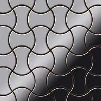 ALLOY Mosaik Fliese Massiv Metall Edelstahl Hochglänzend Grau 1,6mm Infinit-s-s-m 1 Paket mit 10 Matten 0,91 m2 Grau