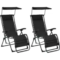 vidaXL Klappbare Liegestühle 2 Stk. - Hohe Qualität - Textilene Schwarz - Gartenliegen CC6171