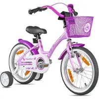 Prometheus BIKES Kinderfahrrad 16 Zoll ab 4 und 5 Jahre mit Stützrädern und Rücktrittbremse Violett
