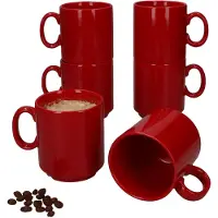 MamboCat 6er Set EVENT stapelbare Kaffeebecher ROT Porzellan 250 ml