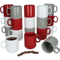 MamboCat 18er Set EVENT stapelbare Kaffeebecher TRIO Porzellan 250 ml