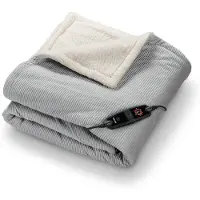 Beurer Heizdecke "HD 81 Cord Light Grey Green Planet, aus recycelten Materialien" kuschelige Wärmedecke aus weichem Cord-Stoff mit 6 Temperaturstufen