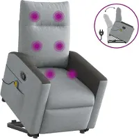 Syfax Massagesessel mit Aufstehhilfe Hellgrau Stoff
