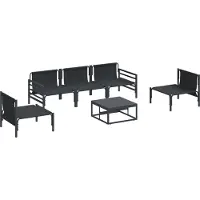 vidaXL Gartensofa-set 6 stk. Schwarz Stahl