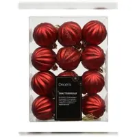 Christmas Decoration 24 Weihnachtskugeln Kunststoff 4cm bruchsicher geriffelte Christbaumkugeln Rillen Weihnachtsbaumkugeln Christbaumschmuck Weihnachtsbaumschmuck Rot
