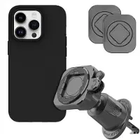 Accezz EasyLock Handyhalterung Auto - Inklusive Hülle für das Apple iPhone 15 Pro - Lüftungsgitter - 360 Grad drehbar - Schwarz