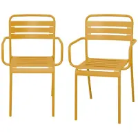 Sweeek - 2er-Set Gartensessel aus Stahl - Ocker