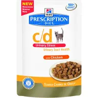 Hill's Pet Nutrition Hills C/D Feline Kat Prescription Diet Stress Kip 12x85 g Beutel