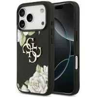 GUESS - Hardcase 4G Grained Roses Big Logo (GUHCP17LPGROP4MK) - iPhone 17 Pro - Black