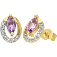 Trendor 21174 Damen-Ohrringe Gold 333 / 8K Ohrstecker Amethyst und Topase