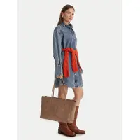 Calvin Klein Handtasche Emblem Aop Embossed Suede Tote LV04F3334G Beige