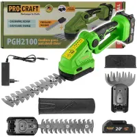 Procraft PGH2100 Akku Gras und Strauchschere 20 V + 1x Akku 2,0 Ah + Ladegerät