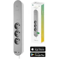 Hombli Smart Socket - 3-fach - französischer Stecker (Typ E) - 1x USB 1x USB-C mit Schalter - App mit Energiemonitor/Verbrauchsmesser - Überspannungsschutz - 1