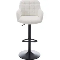 Vente-unique Barhocker 2er-Set - Bouclé-Stoff & schwarzes Metall - Höhenverstellbar - Weiß - PEGA von Pascal MORABITO