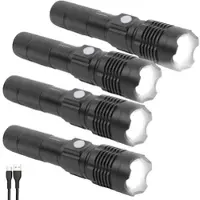 KryoLights 4er-Set wiederaufladbare LED-Taschenlampen,Aluminium,800lm,10W,1200mAh