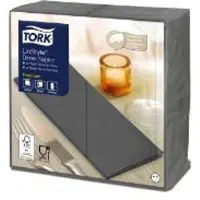 Tork LinStyle Dinnerservietten Anthrazit, 1/8‐Falz, 40 cm × 39 cm, 12 × 50 Serv...