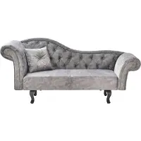 Beliani Chaiselongue Grau Samtstoff Linksseitig Gesteppt mit Kissen Chesterfield Stil Retro-Design Relaxliege für Wohnzimmer Schlafzimmer Indoor