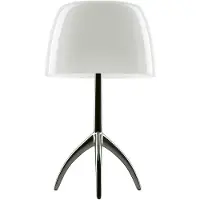 Foscarini Lumiere Grande Tischleuchte, chrom/weiß, 45 cm - , Weiß, für Wohnzimmer, Aluminium