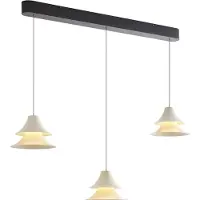 QAZQA Pendelleuchte Schwarz mit Beige inkl LED 3 Stufen Dimmbar 3 Flammig Easylift Witch