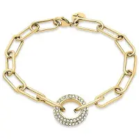 Tamaris Gliederarmband "Schmuck Geschenk Edelstahl Armkette The Glitter Donut", gold (gelbgoldfarben, kristallweiß, kristallweiß), Armbänder, Damen, 21cm, Edelstahl, Gliederarmband, mit Glasstein