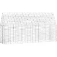 vidaXL Hasenkäfig Silber 400 x 100 x 210 cm Verzinkter Stahl