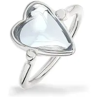 Liebeskind berlin Fingerring "Schmuck Geschenk Glass Heart Ring" Gr. 54, silber (silberfarben, transparent), Fingerringe, Damen, 54, Edelstahl, 2mm, Fingerring, mit Glasstein