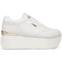 GUESS Sneaker FLPC10FAL12WHITE Weiß Gold mit gesteppten Einsätzen und 6 cm Plateau