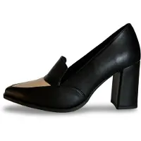 Nae Vegan Shoes Julia Vegane Absatzloafer – AppleSkin in Schwarz & Beige