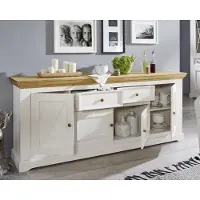 3S Frankenmöbel »Country« Massivholz Sideboard l weiss WZ-0133 / B 209 x H 88 x T 42 cm