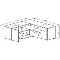 Temahome TV-Schrank Schwarz und Eiche natur, 130 x 40 x 46