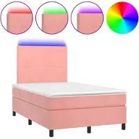 Syfax Boxspringbett mit Matratze & LED Rosa 120x190 cm Samt