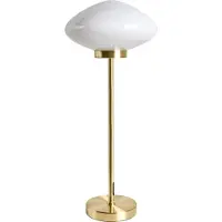 Beliani Tischlampe Gold Metall 62 cm Hoch 1-Flammig Ovaler Schirm aus Glas Langes Kabel mit Schalter Moderne Schlafzimmer Tischleuchte Nachttischlampe