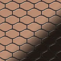 ALLOY Mosaik Fliese Massiv Metall Titan Hochglänzend Kupfer 1,6mm Stark Karma-ti-am 1 Paket mit 10 Matten 0,86 m2 Kupfer