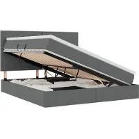 vidaXL LED-Speicherbett mit Matratze Dunkelgrau 180 x 200 cm Stoff