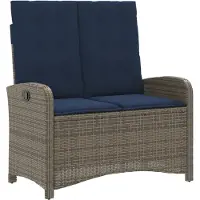 vidaXL Gartenbank Verstellbar mit Kissen Grau Poly Rattan