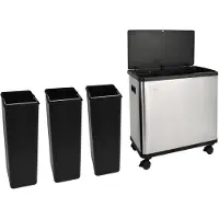 SVITA SR3X18 Sensor-Mülleimer 54L Mülltrennsystem 3 Fächer 3x18L Softclose Edelstahl Silber