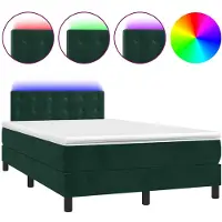 vidaXL Boxspringbett mit Matratze & LED Dunkelgrün 120x190 cm Samt