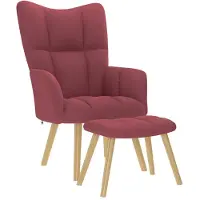 vidaXL Relaxsessel mit Hocker Weinrot Stoff